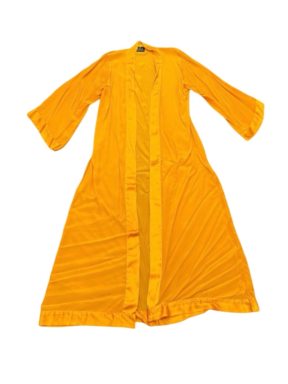 Vintage ASA Kaftans Orange Viscose Open Front Duster Robe 1970s